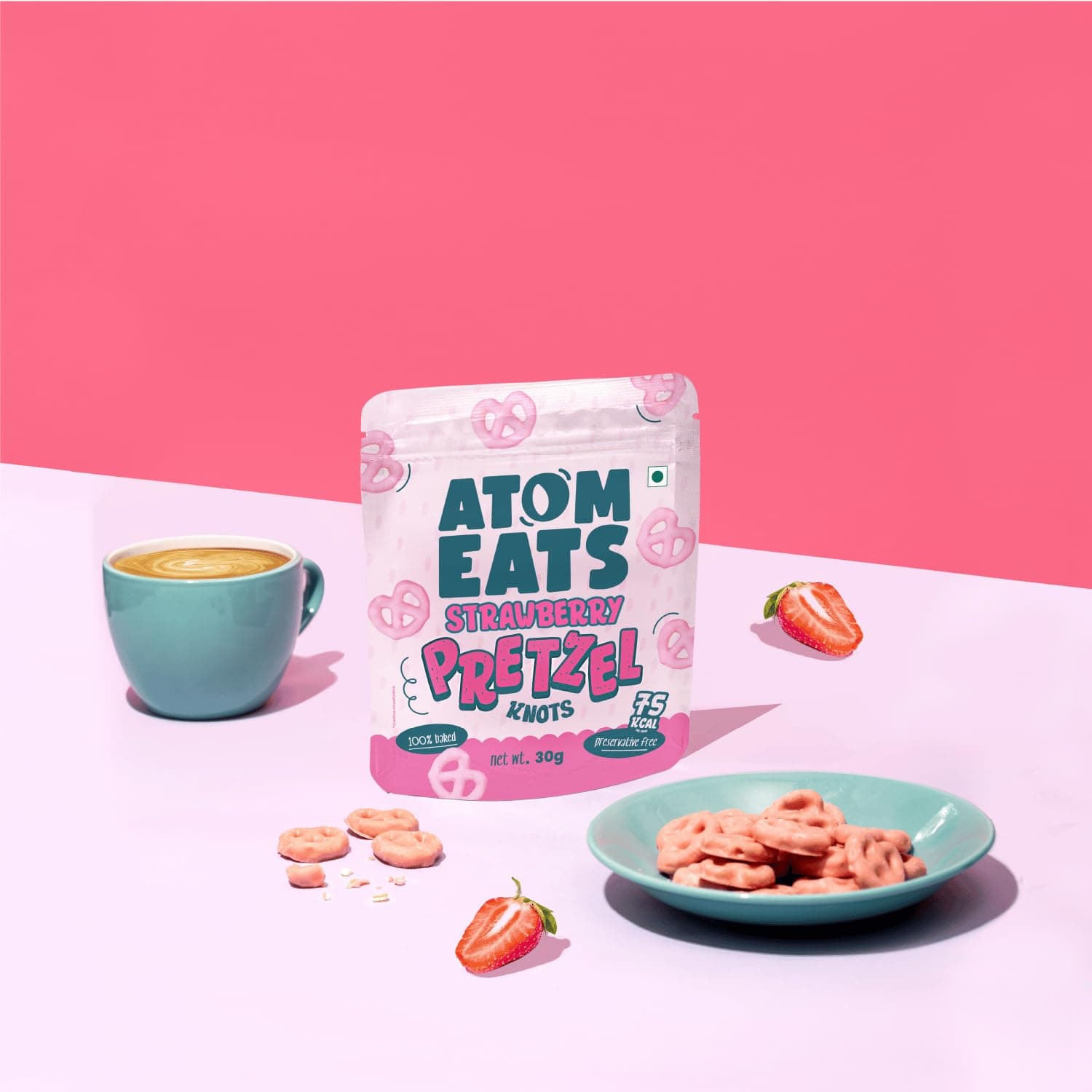 Atom Eats | Strawberry Pretzels 30g | Pack of 1 | Mini Pretzel Knots | Luxurious Strawberry Flavoured , Elegant Swirls - Perfect Gourmet Snack for Coffee, Wine, and Desserts - Imported Gift Quality | 100% Baked | Preservative Free — image 5