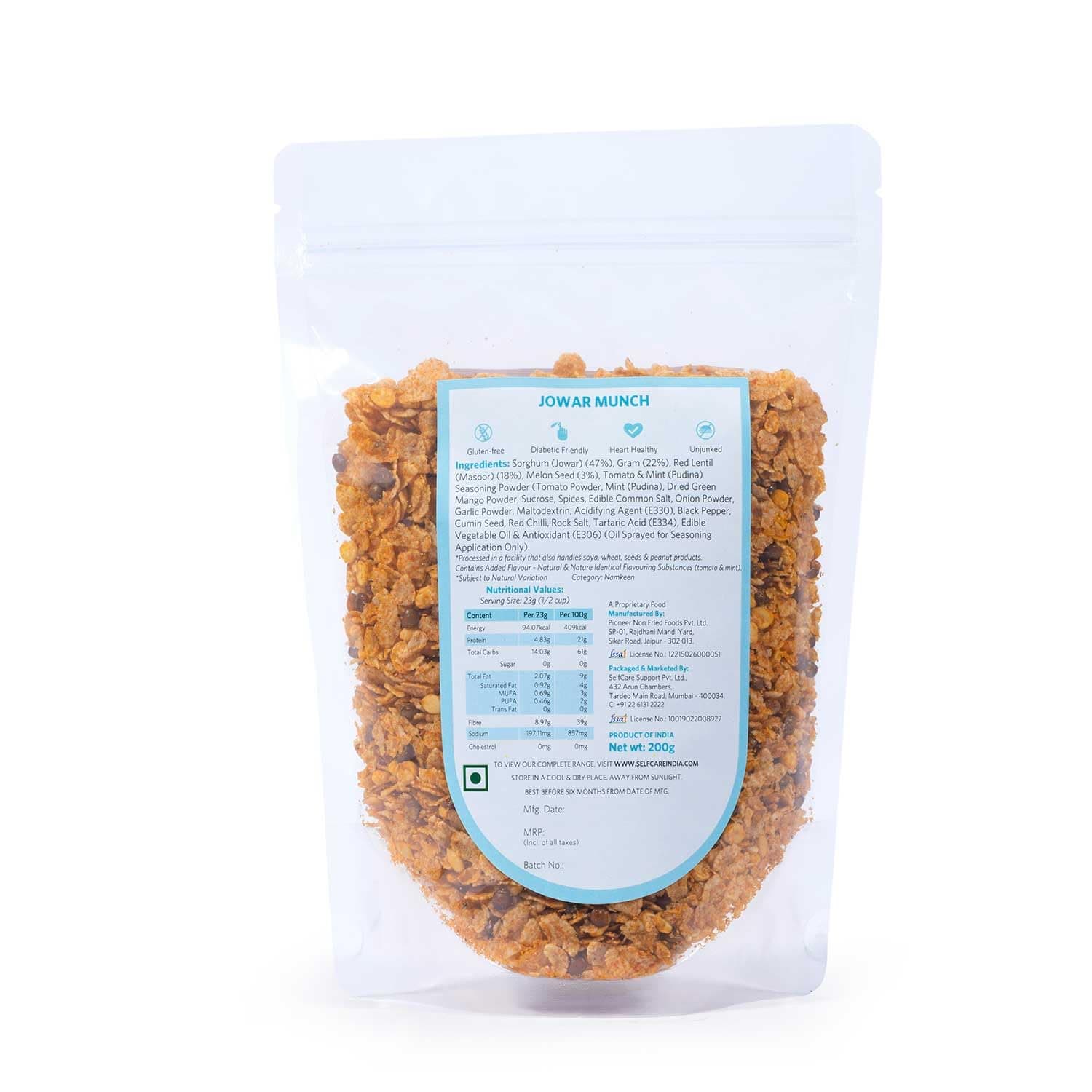 SelfCare By Suman Agarwal Jowar Munch Pack of 1 200g | Roasted - No Added Sugar - Gluten Free | Savoury - Snacks - Namkeen - Grocery | Spicy Crunchy & Chatpata - Tae time Snacking | Travel Friendly — image 8