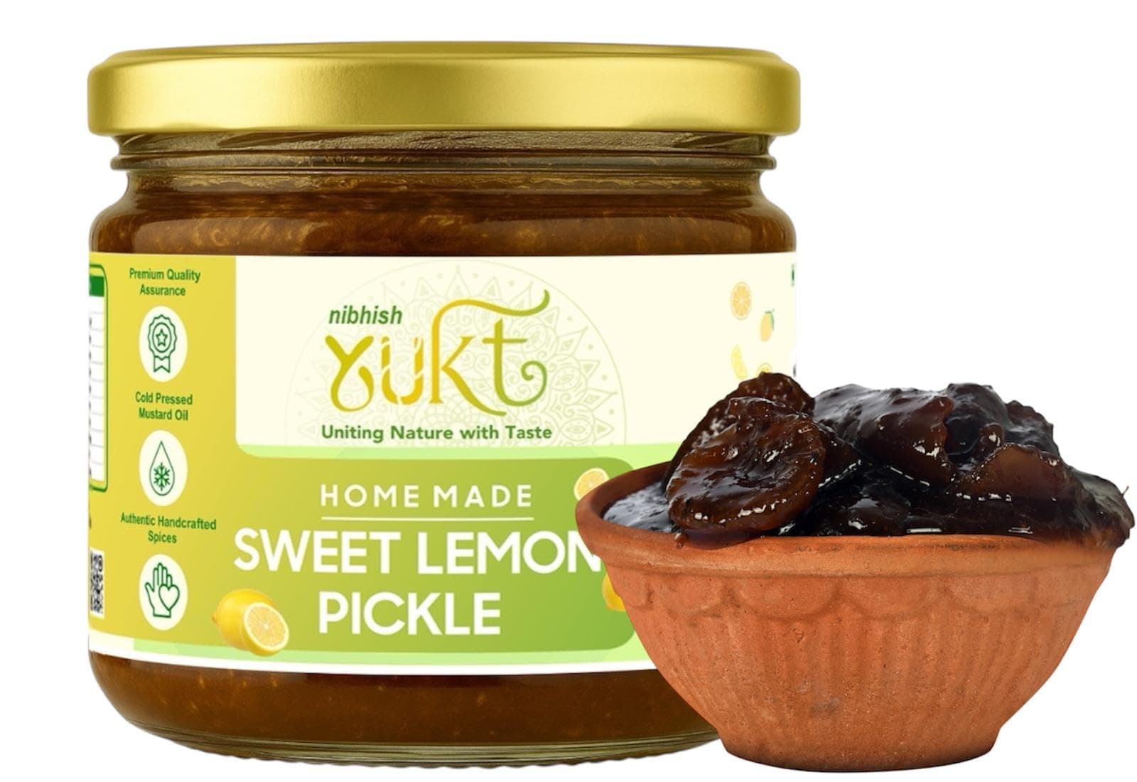 NIBHISH Yukt pickle Khatta Meetha Sweet Lemon Pickle | Sweet & Tangy Homemade Delight | Oil-Free, No Onion or Garlic | Traditional Chunda-Style Nimbu Ka Achaar with Grandma's Authentic Taste | Handmade Using Organic Preparation Methods | 100% Natural & Pure | Glass Jar — image 7