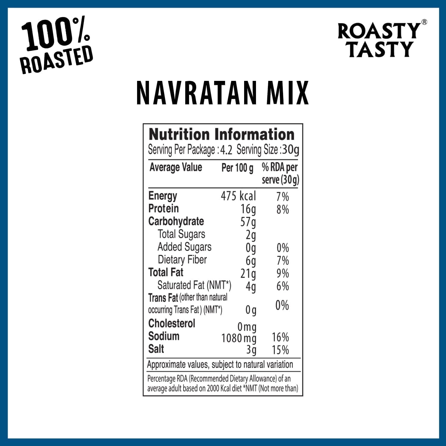 Roasty Tasty Navratan Mix 125g | Healthy Roasted Namkeen with Millets, Peanuts & Dry Fruits | No Palm Oil Snacks & Millet Namkeen | No Added Sugar | Protein-Rich Indian Snack | Guilt-Free Tea Time Mix | Clean Label Snacks for Adults — image 4