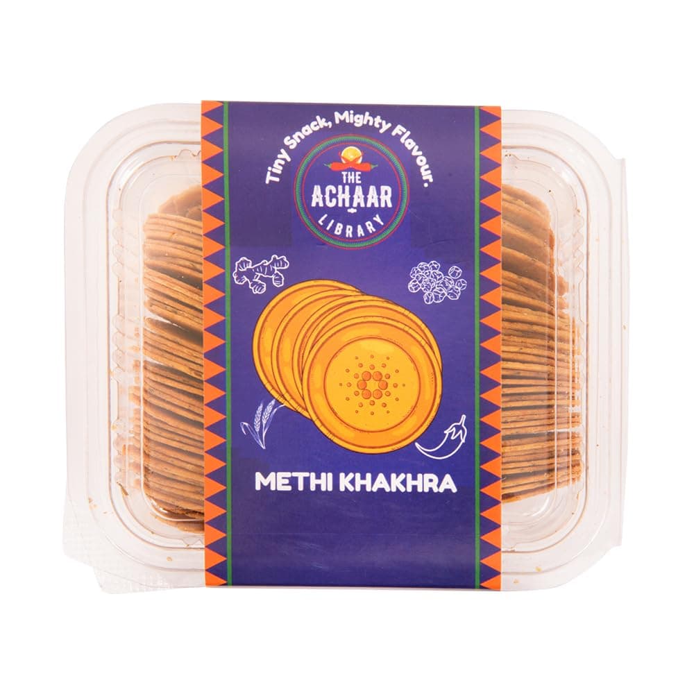 Methi Mini Khakhra by THE ACHAAR LIBRARY | Whole Wheat Crisps | Bite-Sized | (180 grams)