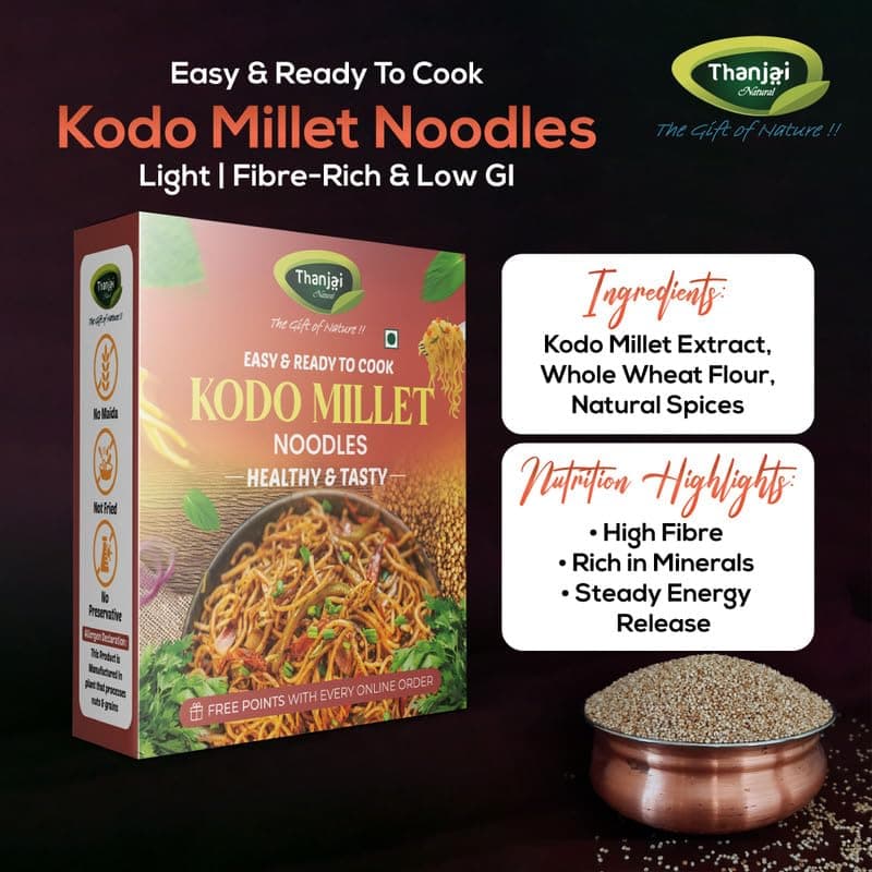 Thanjai Natural Kodo Millet Noodles 180 Grams of Homemade Natural Noodles (No Preservatives, No Chemicals, No Artificial Extract) — image 4