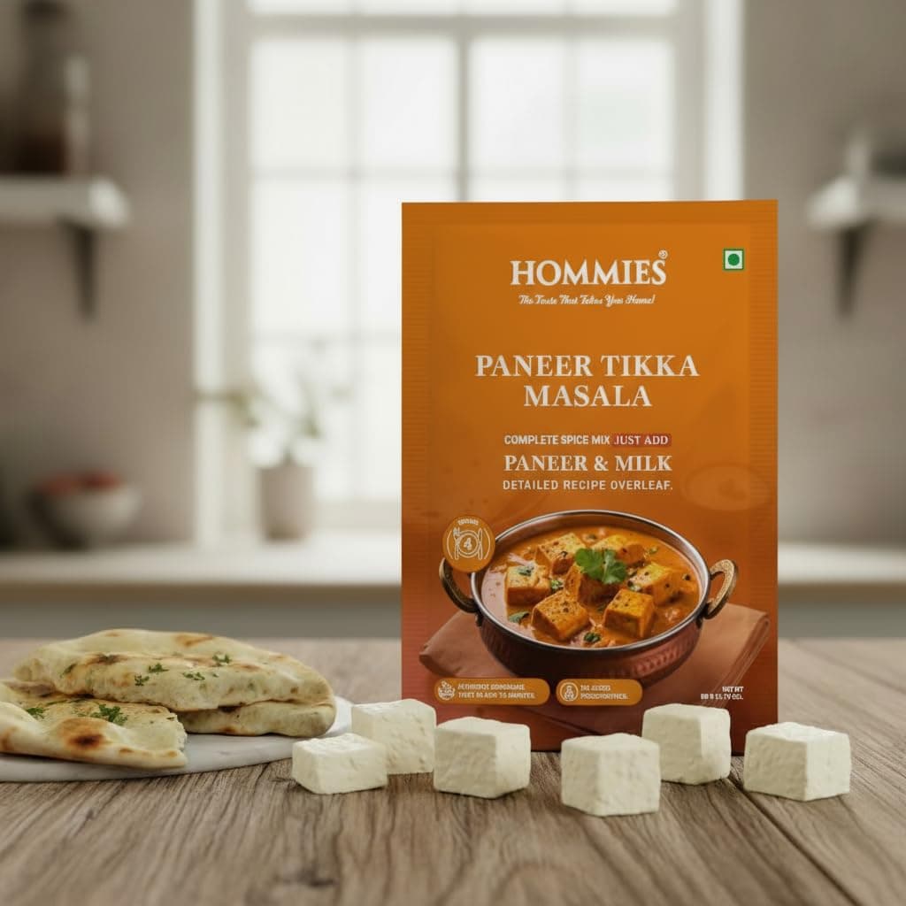Hommies Dhaba Style Paneer Tikka Masala Curry Spice Mix | Ready to Cook in 15 mins | Just Add Paneer and Milk | Shahi Paneer Tikka Masala Spice Mix | Serves 4 | Made with Cashew Nuts | No Preservatives | 50 gm each (Pack of 4) — image 4