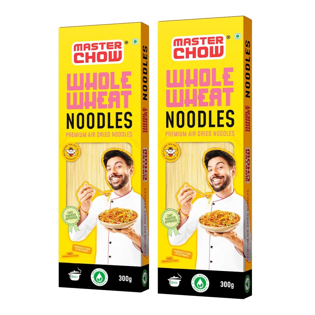 MasterChow Healthy Whole Wheat Noodles- Pack of 2 | 100% Atta | No Maida, Not Fried | Serves 10 Meals - 600gms — image 2