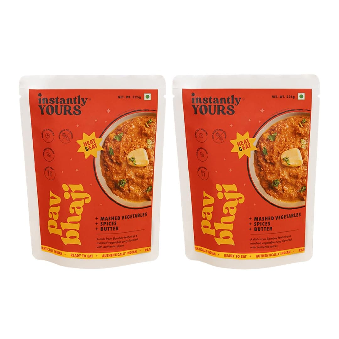 Instantly Yours Ready to Eat Pav Bhaji 450 gm (Pack of 2) | Hygiene Street Food | Just Heat and Eat | Mashed Vegetables and Butter (No Onion No Garlic)(jain)