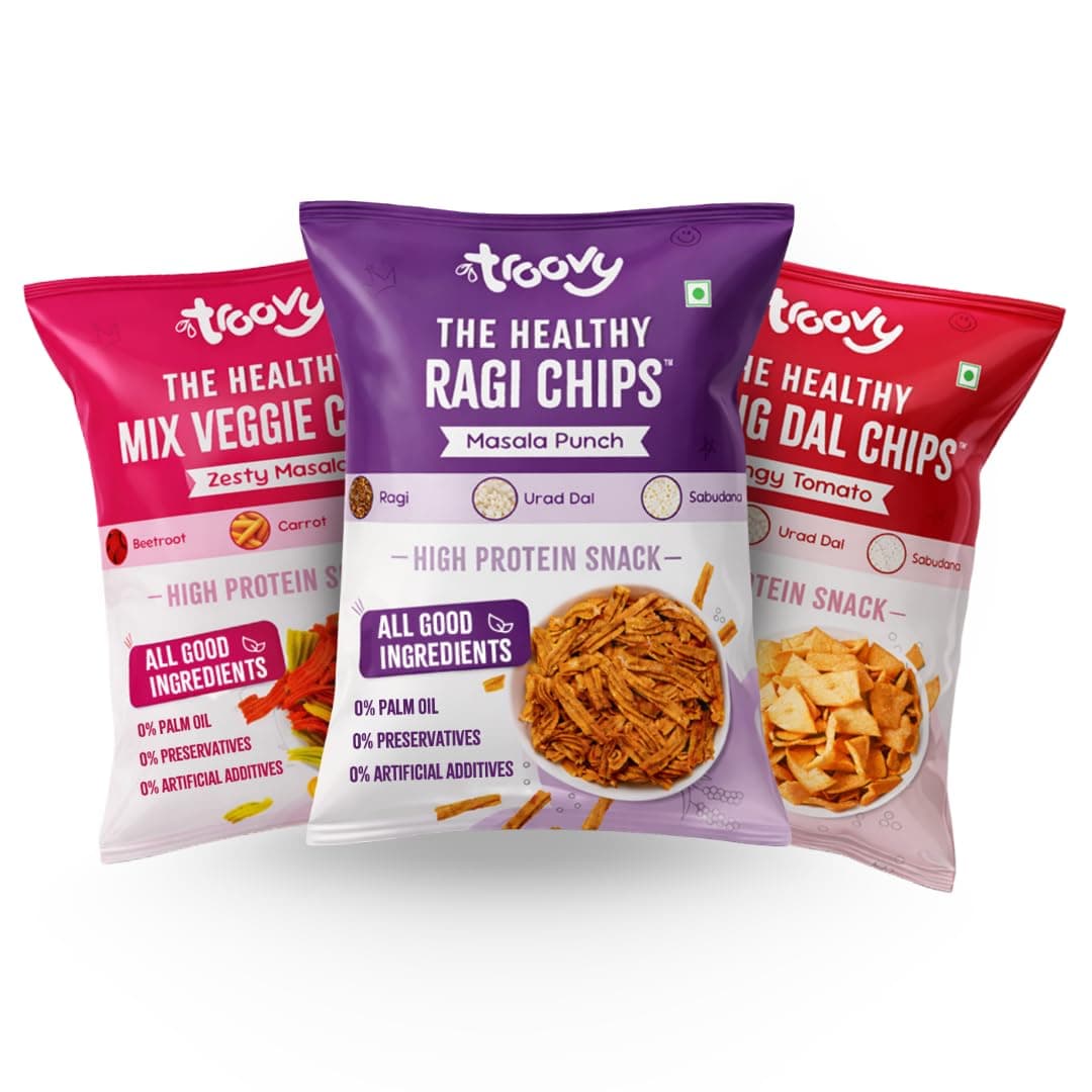 Troovy Healthy Mixed Chips | Tasty & High Protein Snacks | 30% Of Protein Needs | No Palm Oil, Cholesterol or Trans Fats | (Pack of 3) — image 2