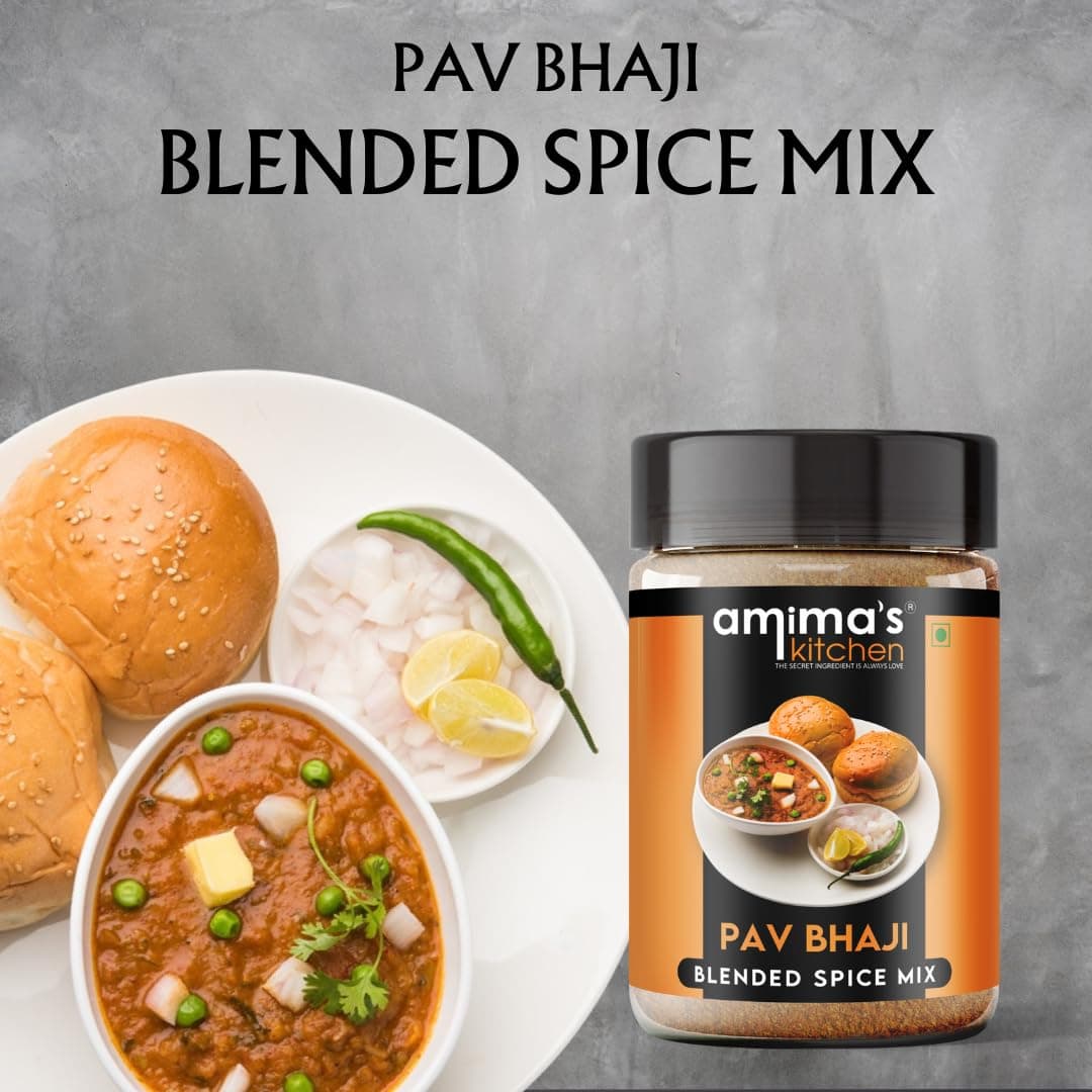 Amima's Kitchen Pav Bhaji Masala Powder (No Onion No Garlic) – 100 Grams | Blended Spice Mix | No Synthetic Flavour & Color | Ready Jain Spice Mix — image 3