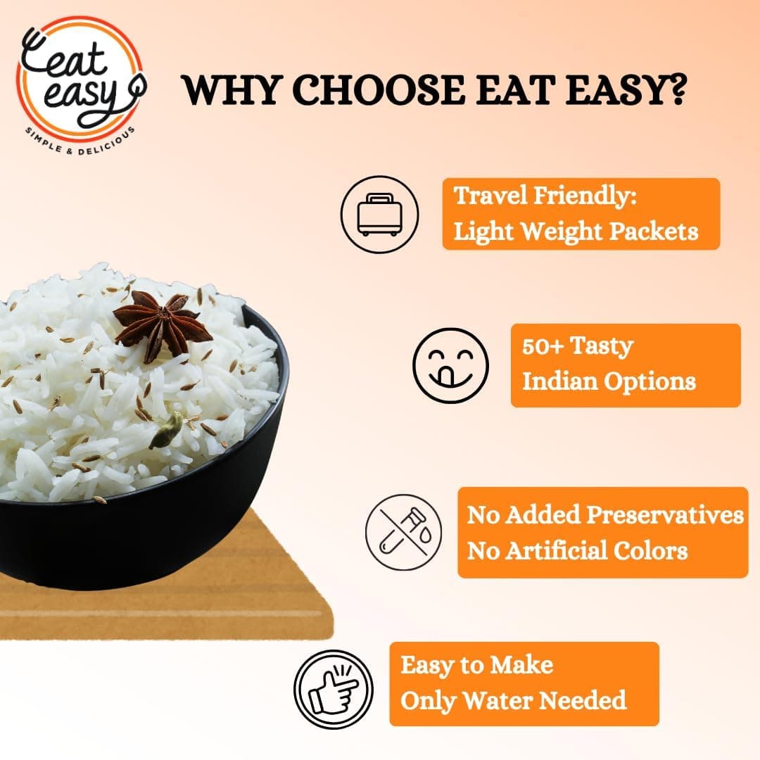 Eat Easy Ready To Eat Jeera Rice- 95gm (Pack of 2) | Freeze Dehydrated, Nutritious & Healthy Instant Food for Travel, Camping | No Preservatives, No Added Artificial Colours & Flavours | Just Add Water and Cook — image 5