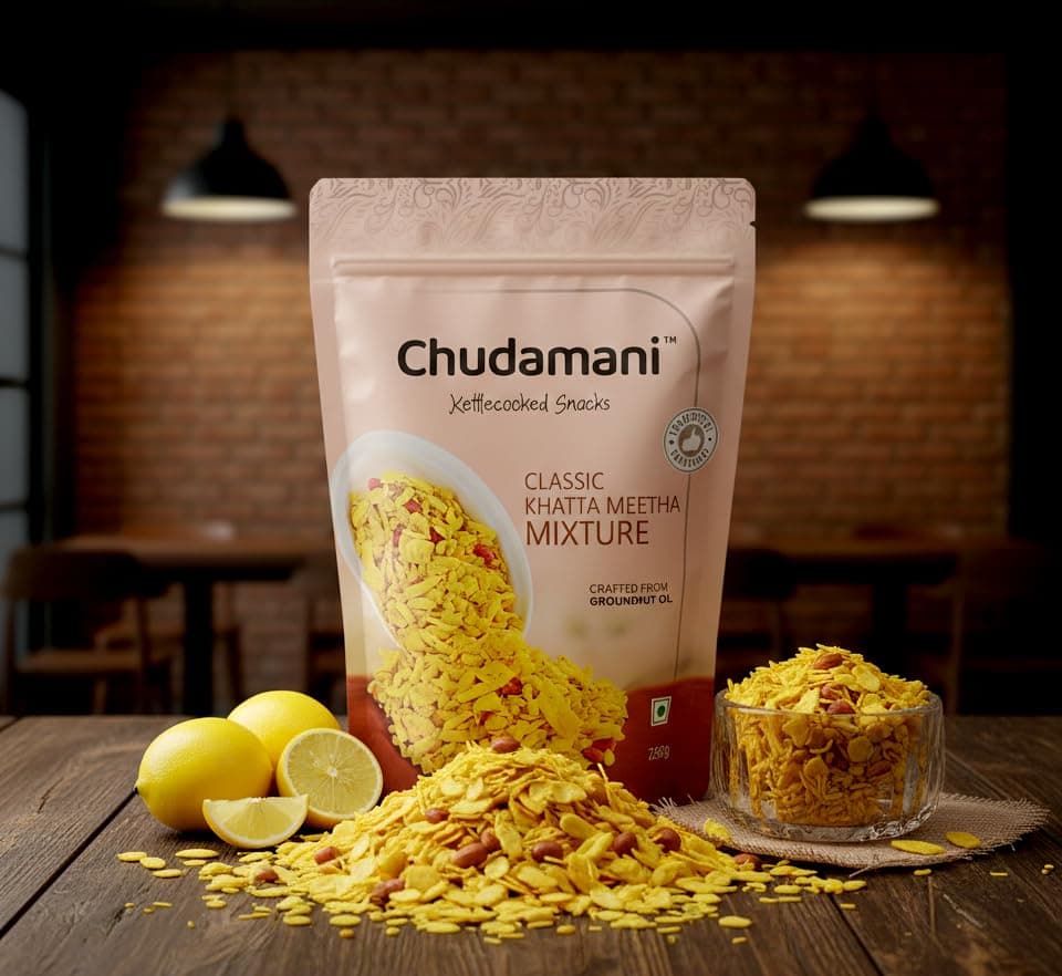 Chudamani Classic Khatta Meetha Mixture, Traditional Handmade Cooked Snacks, Crunchy Snack Mix with Puffed Rice, Sev & Spices -250gm — image 6