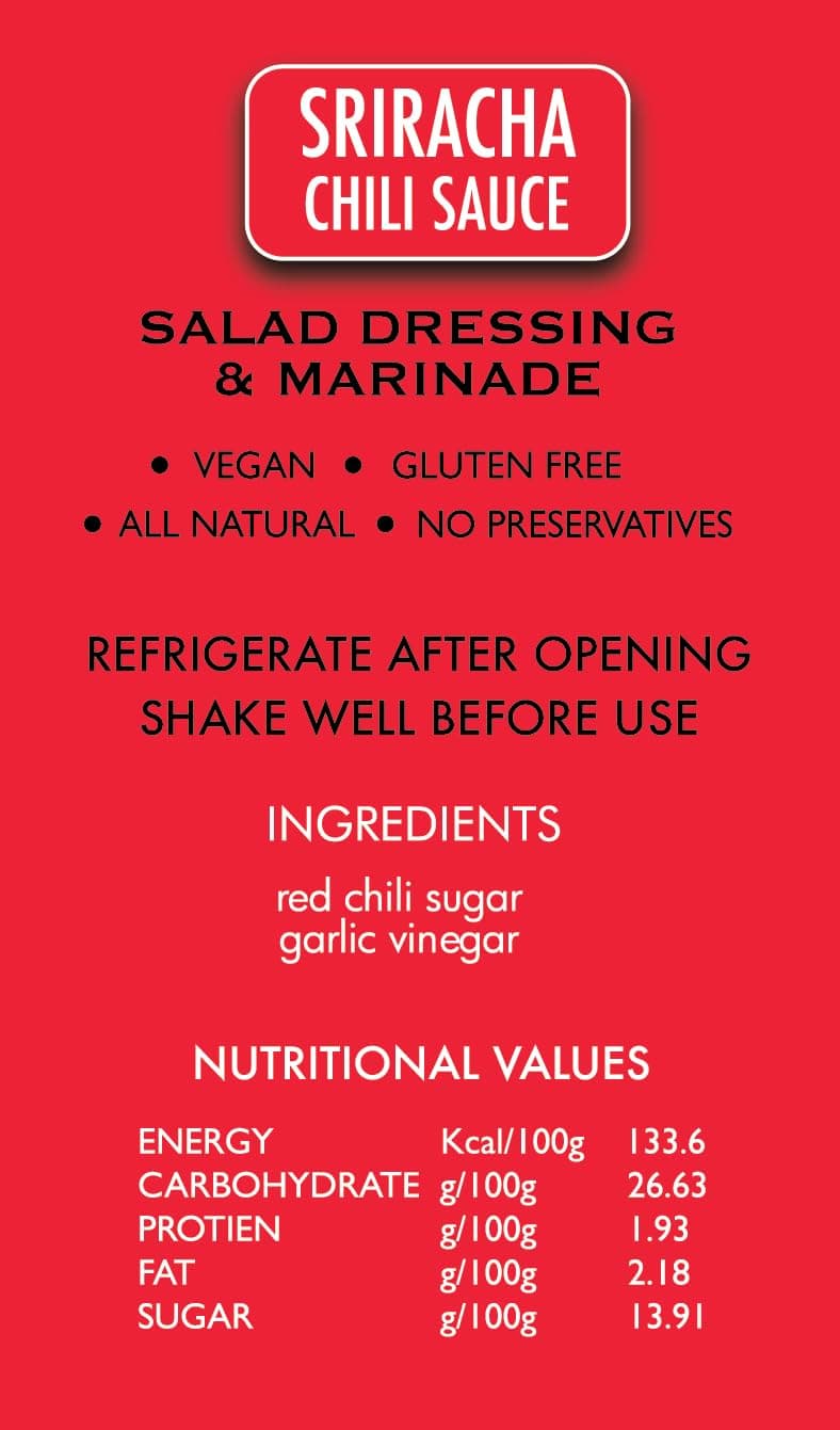 SUNNYS IN A BOTTLE – Sriracha Chili Sauce | Salad Dressing, Marinade & Sauce | 250ml | Vegan, Gluten-Free, No Preservatives | All Natural — image 4