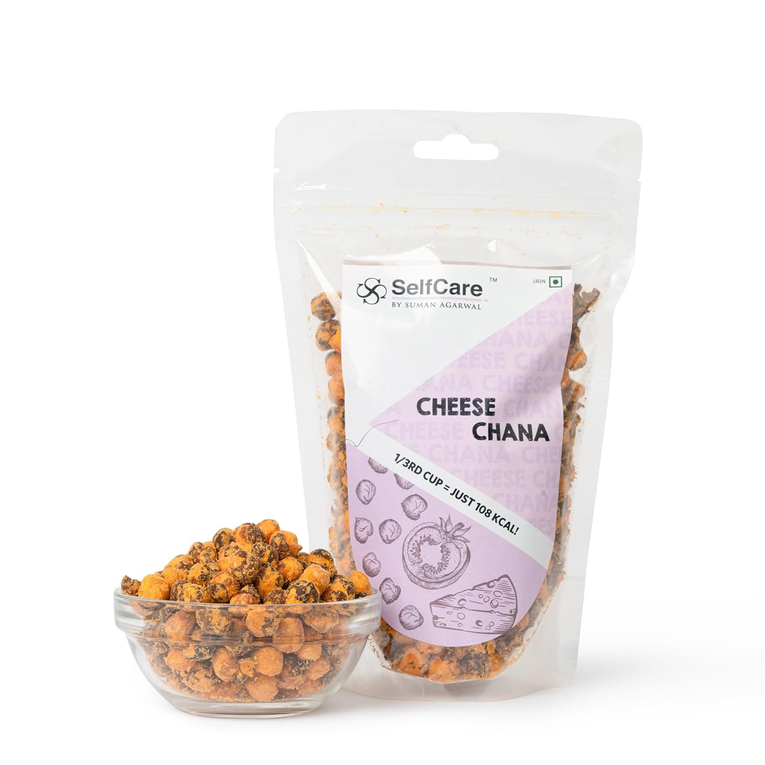 SelfCare By Suman Agarwal Cheese Chana Pack of 1 200g | Healthy - Roasted - Gluten free | Snacks - Namkeen - Grocery | Crispy - Chatpata - Tea time Snacking | Travel & Jain Friendly