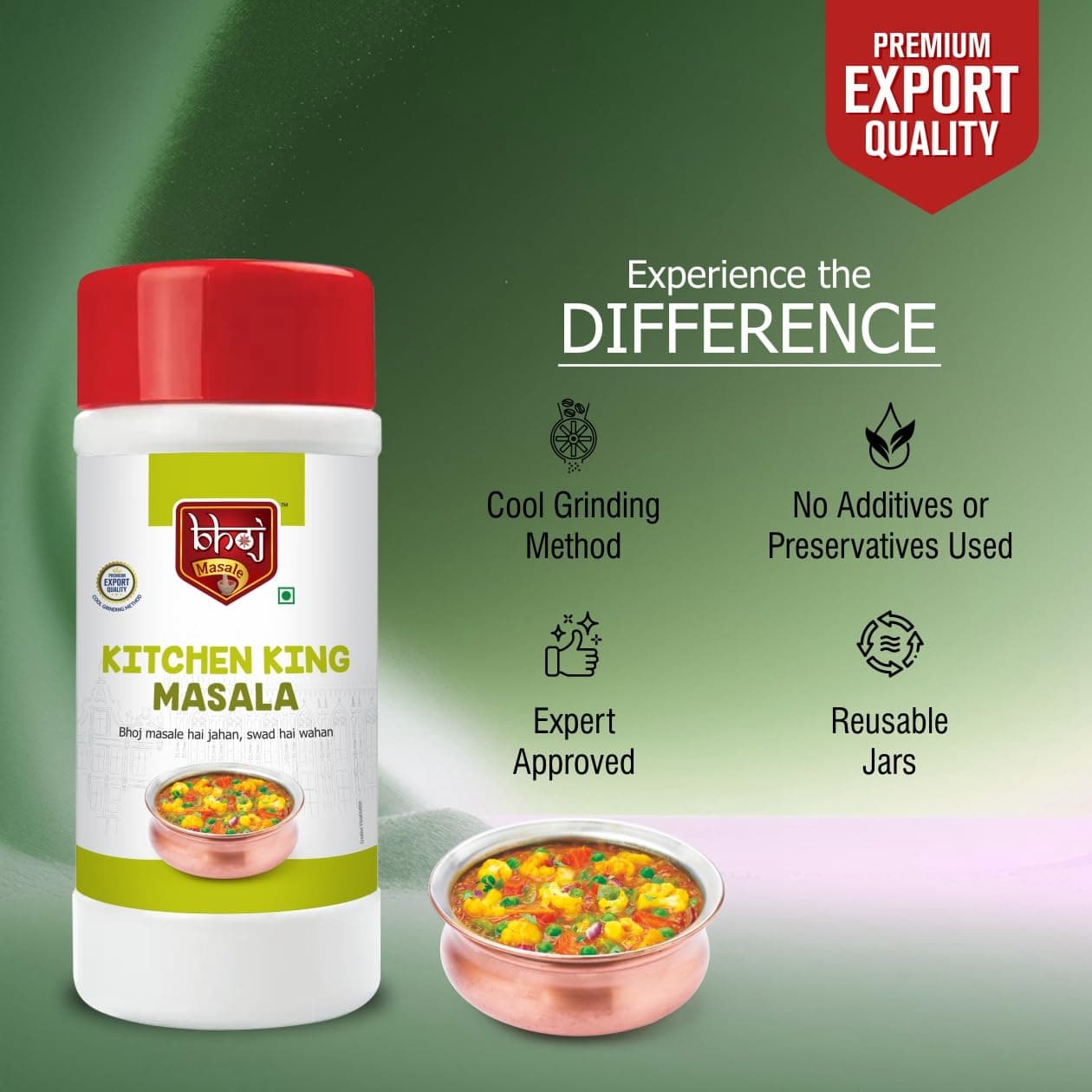 Bhoj Masale Kitchen King Masala Net 450GM (Gross 500gm) | Exotic Indian Masala Spices | Essential for Any Kitchen Dish | Natural Spices Mix. No colour, no preservatives, No Onion & No garlic (Jain Friendly) — image 6