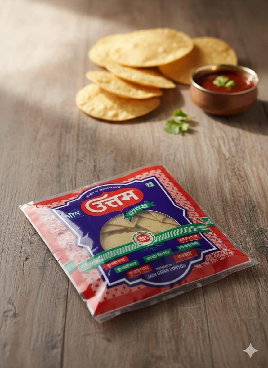 Om Uttam Papad Katran - 100% Natural Papad | 400 Gram | Crisp & Crunchy | Fresh and Homemade | Delicious Indian Snack — image 3