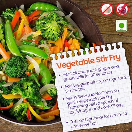 Brew Lab No Onion No Garlic Vegetable Stir-Fry Seasoning | Jain-Friendly Veg Stir Fry Masala | Healthy Asian & Chinese Style Seasoning | Multipurpose Cooking Masala – 250g — image 5