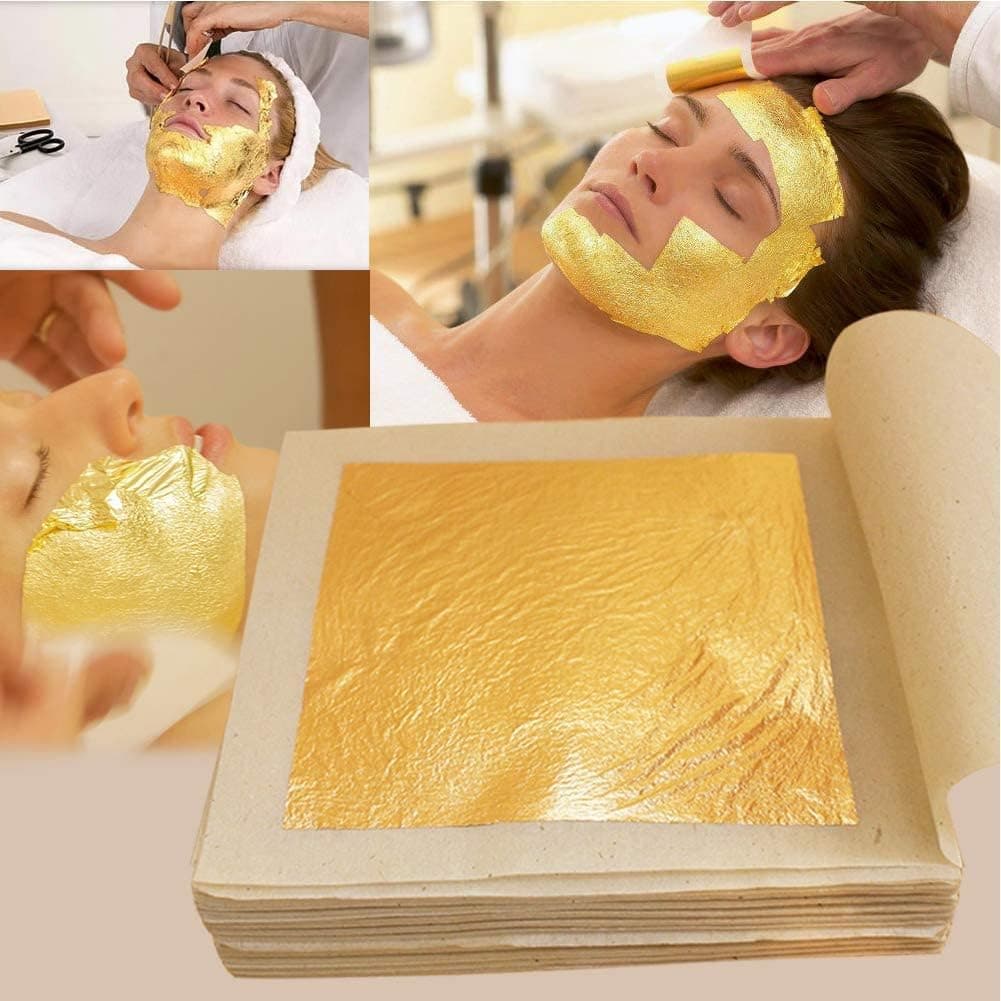 24k Pure Edible Gold Vark Golden Leaf 50MMx50MM Gold Foils 25 Sheets for Cake Sweets ayurvedic Medicine face Treatment Anti Aging spa (30) — image 5