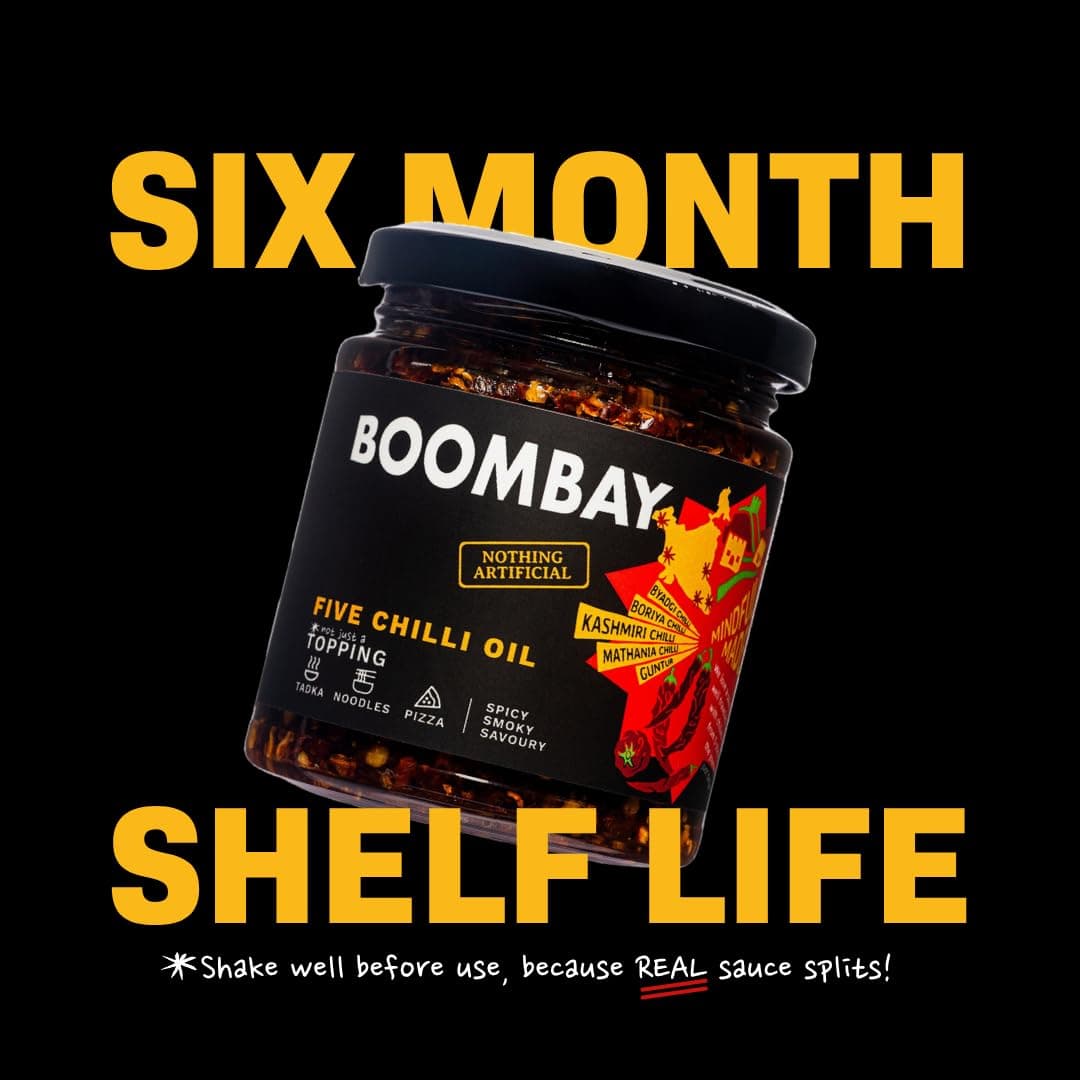 Boombay Five Chilli Oil Topping 190 grams | Nothing Artificial | No Bad Oils | Zero Sugar | Plant Based | Use as a Tadka for Dal, Topping on Pizza, Spicy Flavour to Noodles (Pack of 2) — image 6