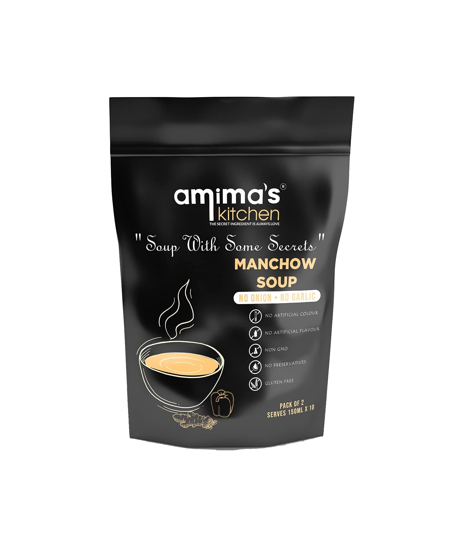 Amima's Kitchen Combo Of Hot & Sour + Manchow Jain Soup (No Onion No Garlic) - 100 Grams (Pack of 2) | Instant Soup Mix Powder | Ready To Cook | No Artificial Flavour & Colour | Gluten Free | Non GMO | Healthy Soup — image 6