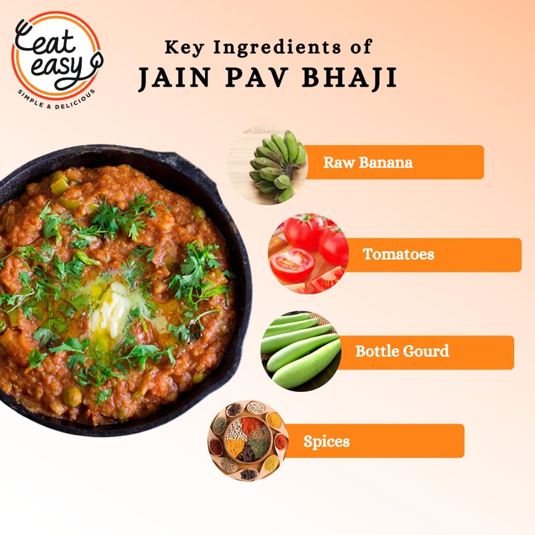 Eat Easy Ready To Eat Jain Pav Bhaji, 65gm (Pack of 2) | Just Add Water and Cook | No Onion No Garlic, Vegetarian Healthy Instant Food for Travel, Trekking, Campign | No Preservatives | No Added Artificial Colours & Flavours — image 6