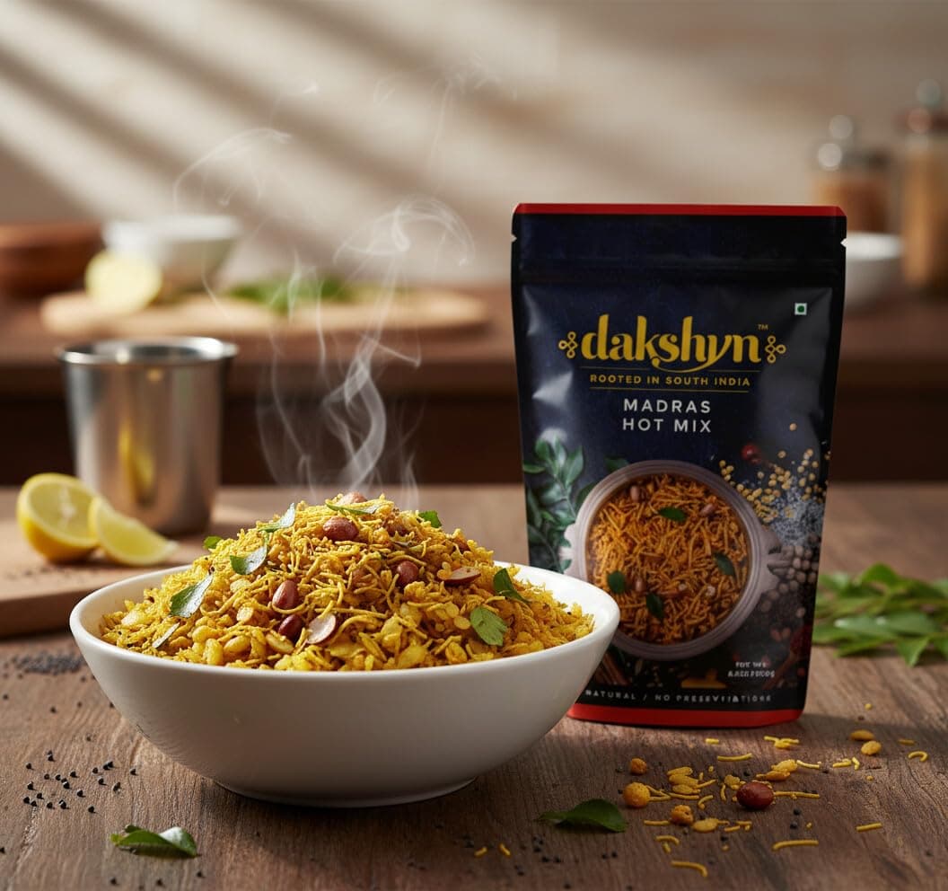 Dakshyn Madras Hot Mix Farsan Snacks Namkeen (250g x Pack of 2) | Jain Snacks No Onion No Garlic | South Indian Spicy Mixture | High in Protein | No Palm Oil | Vegan & Gluten Free — image 9