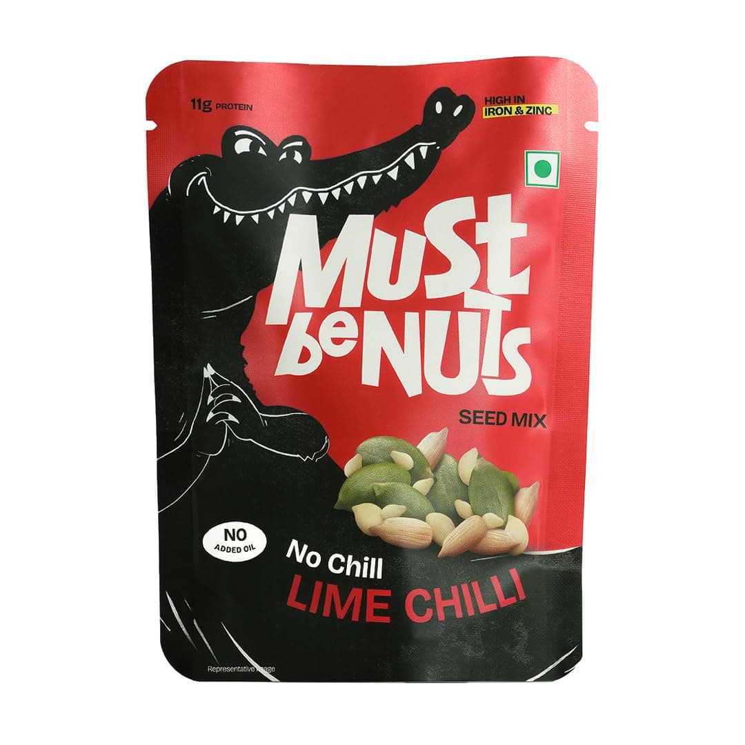 Must Be Nuts No Chill Lime Chilli Seed Mix | Tangy & Spicy Snack | Sunflower, Pumpkin, Watermelon & Sesame Seeds | High Protien Snack | 100% Veg | For On the Go Munch (Pack of 5) — image 2