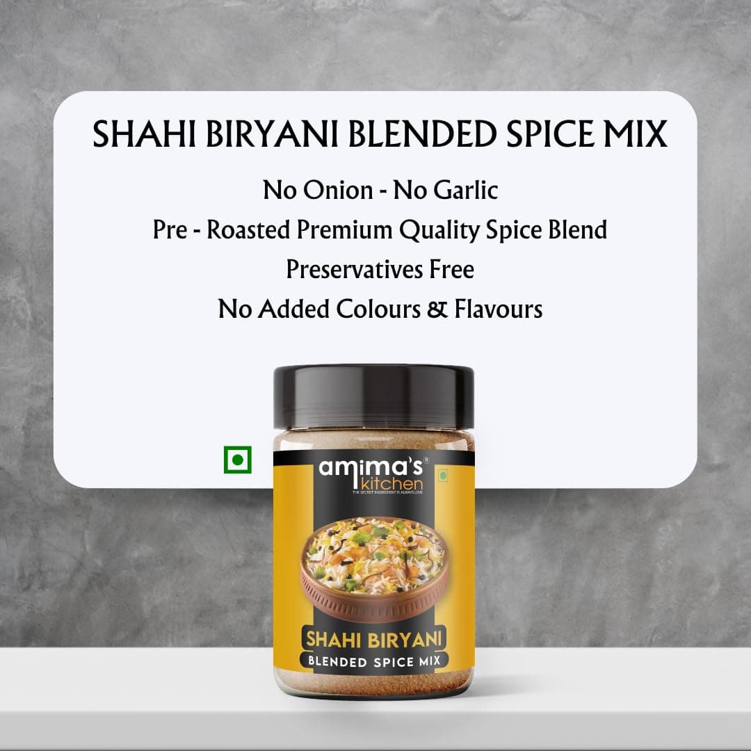 Amima's Kitchen Shahi Biryani Jain Spice Mix (No Onion No Garlic) – 100 Grams | Blended Spice Mix | For Healthy and Delicious Cooking | No Synthetic Flavour & Color | Ready Masala Powder — image 4