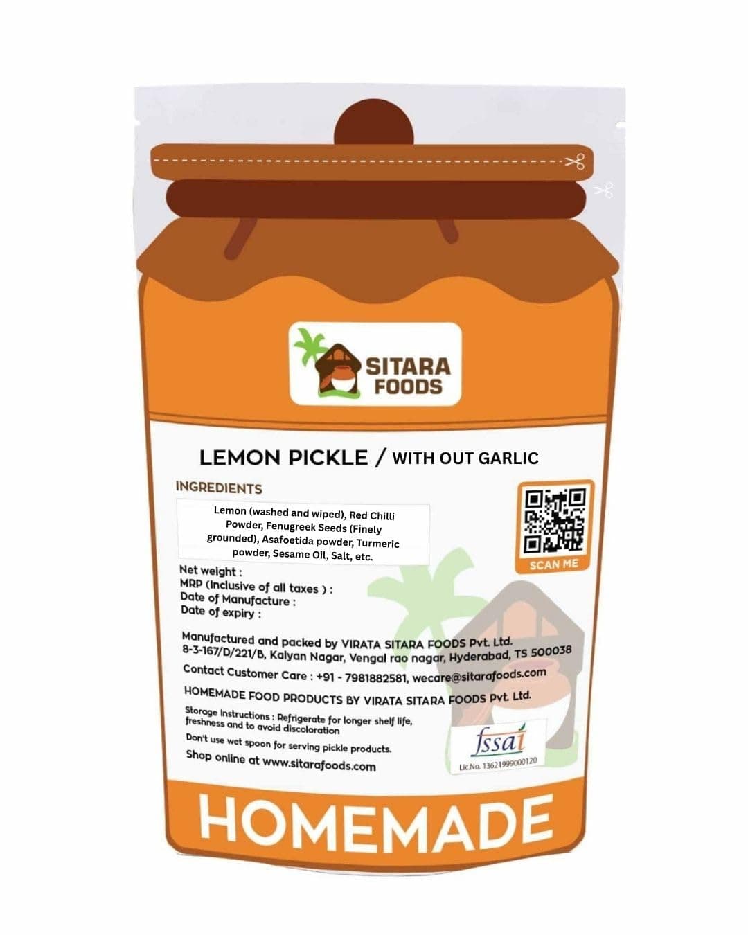 Sitara Foods Jain Lemon Pickle Lime Pickle Without GarlicMade for Jain Nimbu Achaar 250 Grams pack — image 2