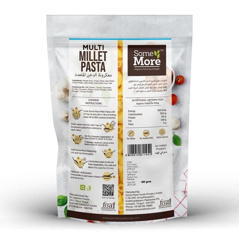SOME MORE Multimillet Pasta 180g | Healthy Grain Instant Cooking Pasta | Quick Meal Option | Traditional Millet Food | Easy Cook Serve Pack | Kitchen Style Snack Box — image 8