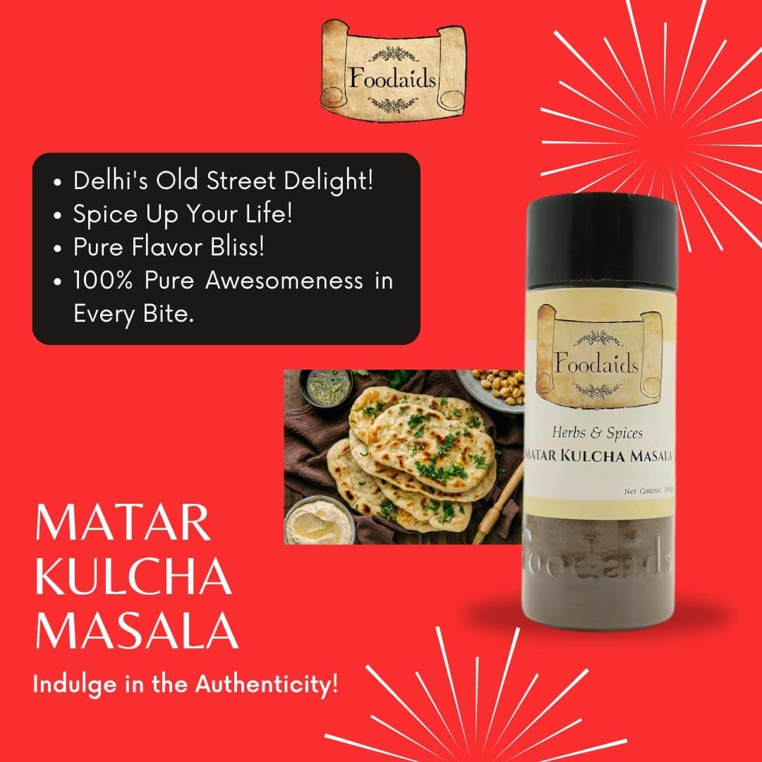 Foodaids Matar Kulcha Jain Masala (100 GM)- No Onion, No Garlic | Make Your Food Delicious |Kulcha Masala Powder — image 2