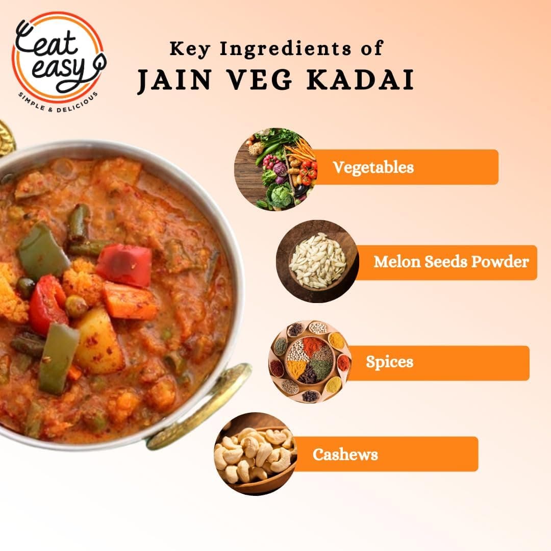 Eat Easy Ready To Eat Jain Veg Kadhai, 85gm of 1 Pack, Instant Food, Indian Meal, Travel Food, No Preservatives, No Added Artificial Colours & Flavours, Just Add Water and Cook (Pack of 2) — image 7
