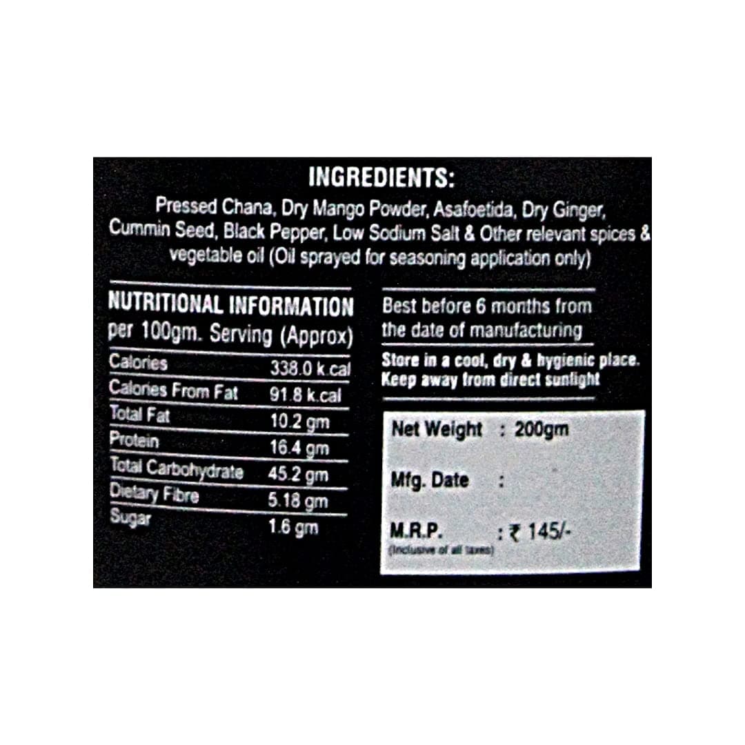 D4Diet Roasted Chana Jor, 200g / Soft Textured, Protein Rich, Gluten Free, Vegan snack/Healthy Namkeen/Roasted Namkeen — image 2