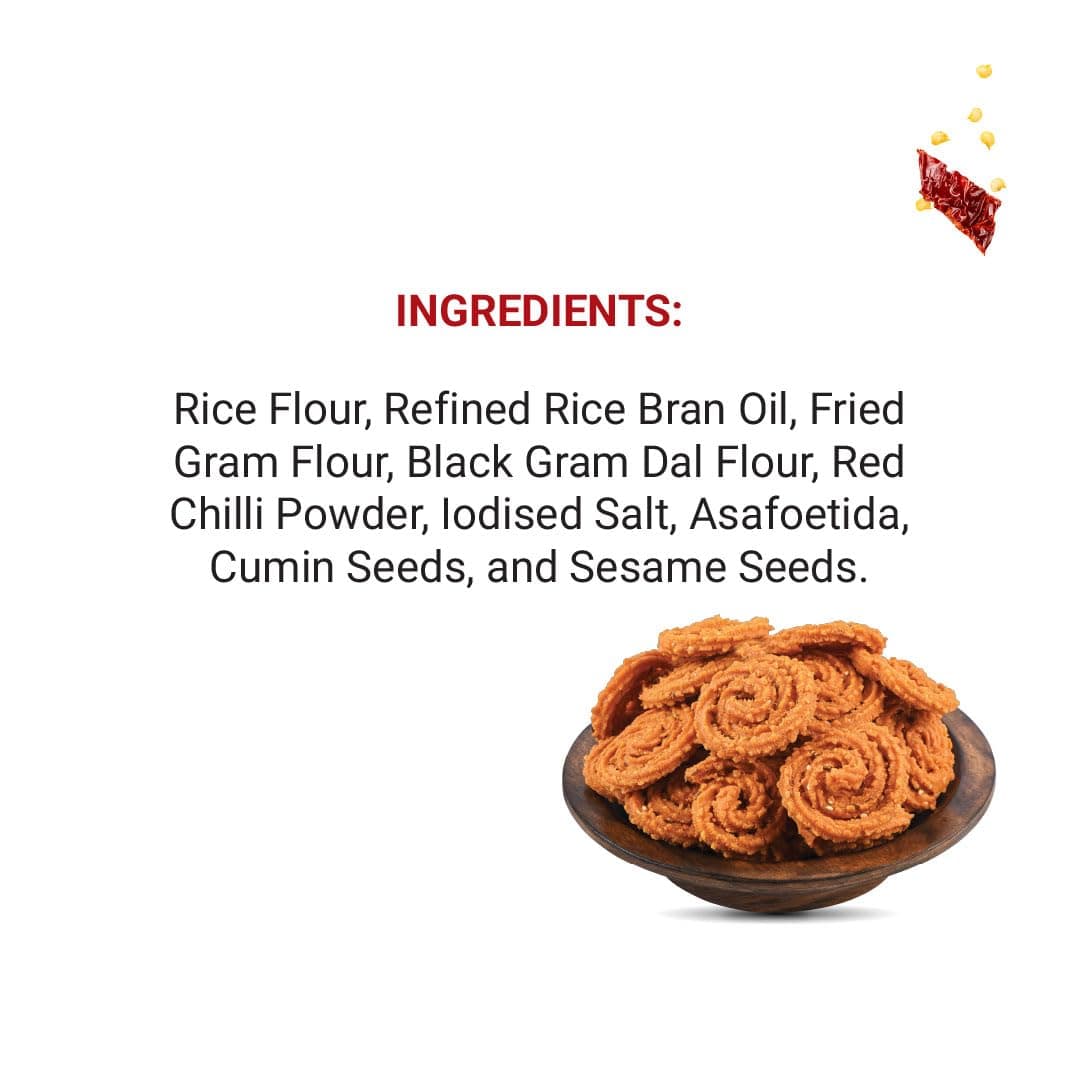 Adukale Khara Chakkli | Traditional South Indian Snack | Spicy & Crunchy| No Palm Oil or Preservatives | 180g Pack of 1 — image 3