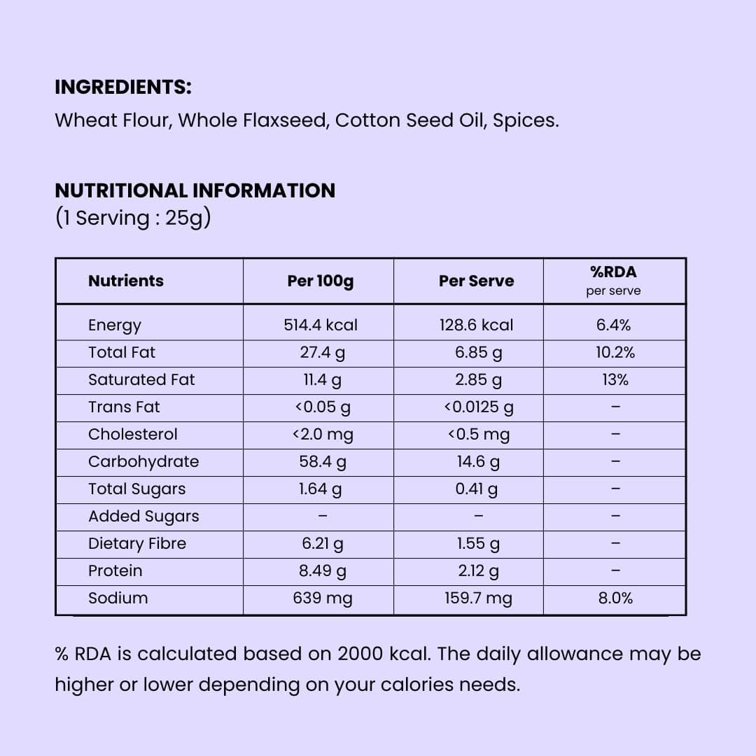 NAMKII Baked Flaxseed Mathri | Baked Not Fried, No Maida, No Palm Oil | Zero Trans Fat, Low Saturated Fat | Healthy Snacks, Mathri, Namkeen | Perfect for tea-time snacking, mid-night cravings, or tiffins | 175 g (Pack of 1) — image 3