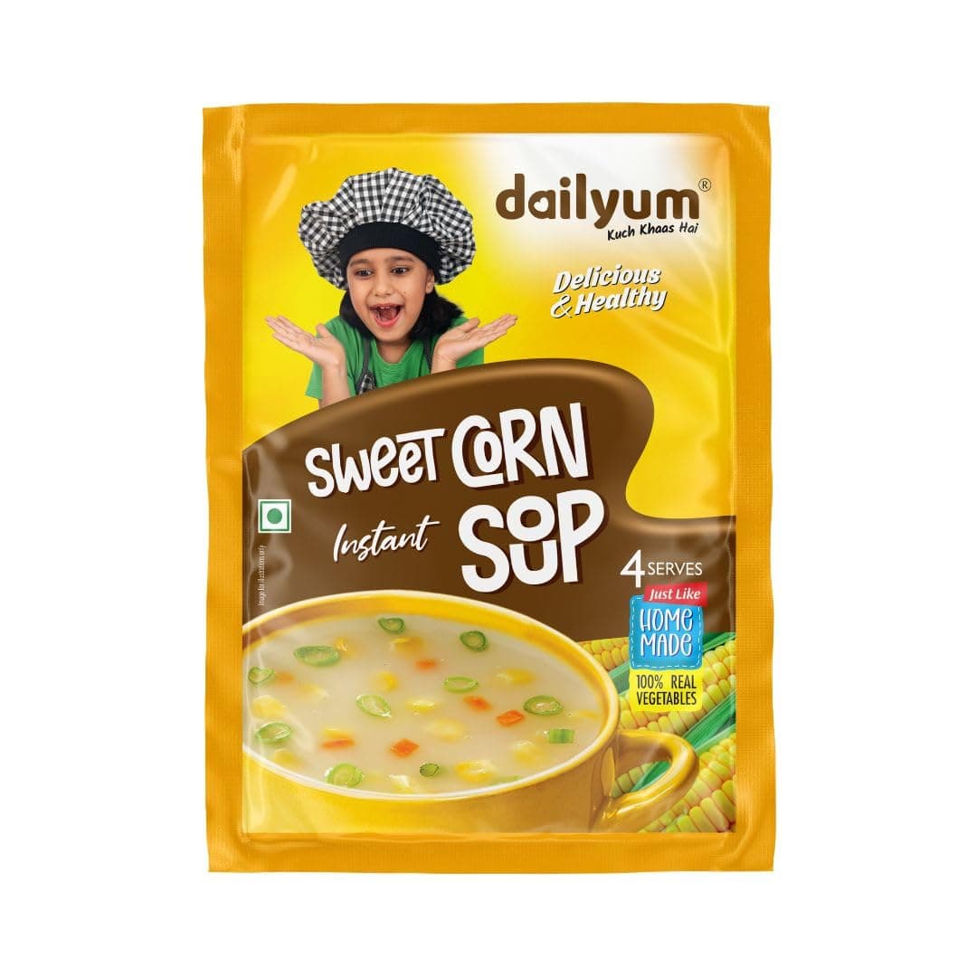 Dailyum Instant Sweet Corn Soup | Pack of 5 | Ready To cook Instant Soup |100% Natural | No MSG | No Chemical Preservatives | No artificial Flavours | Each 50g pack Serves 4 — image 4