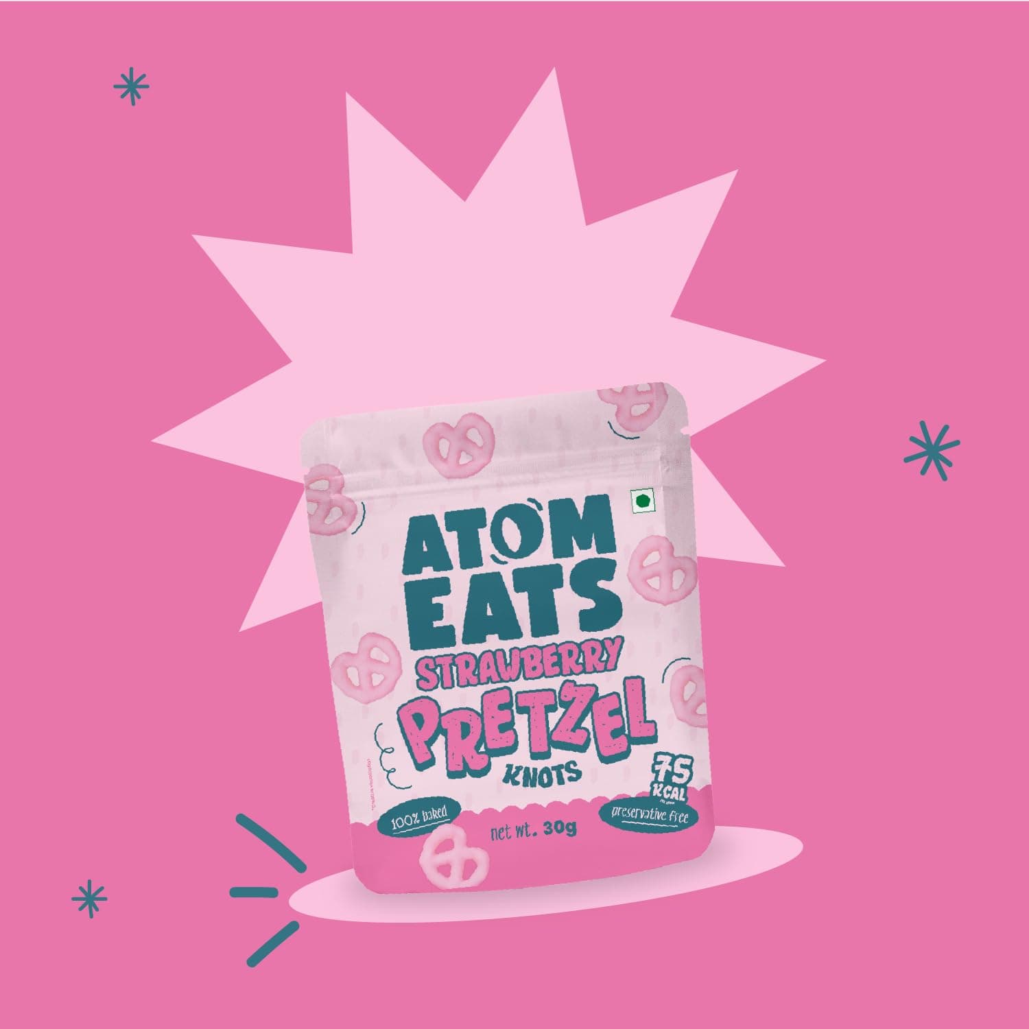 Atom Eats | Strawberry Pretzels 30g | Pack of 1 | Mini Pretzel Knots | Luxurious Strawberry Flavoured , Elegant Swirls - Perfect Gourmet Snack for Coffee, Wine, and Desserts - Imported Gift Quality | 100% Baked | Preservative Free — image 4
