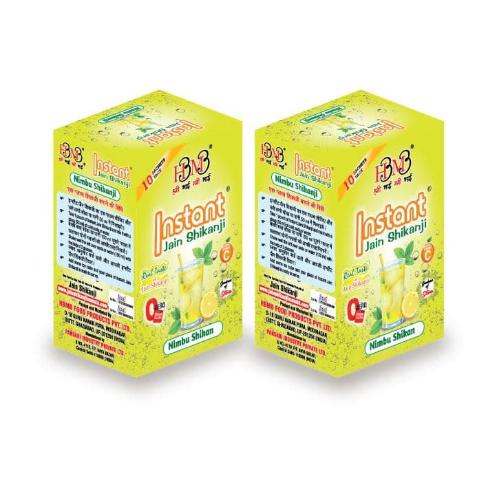 Instant Jain Shikanji Lemon | PACK OF 2 | Nimbu Shikanji | Traditional Masala Lemonade | Instant Nimbu Pani Drink Mix | Natural Summer Refreshing Beverage | Ready to Make Indian Cooler | Box (10 Sachets)