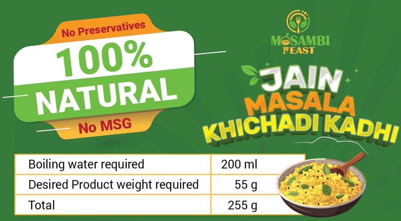 MOSAMBI FEAST Ready-to-Eat Jain Masala Khichdi Kadhi | 100% Natural No Preservatives | Rich Creamy Authentic Indian Flavors | Healthy Vegetarian Meal — image 3
