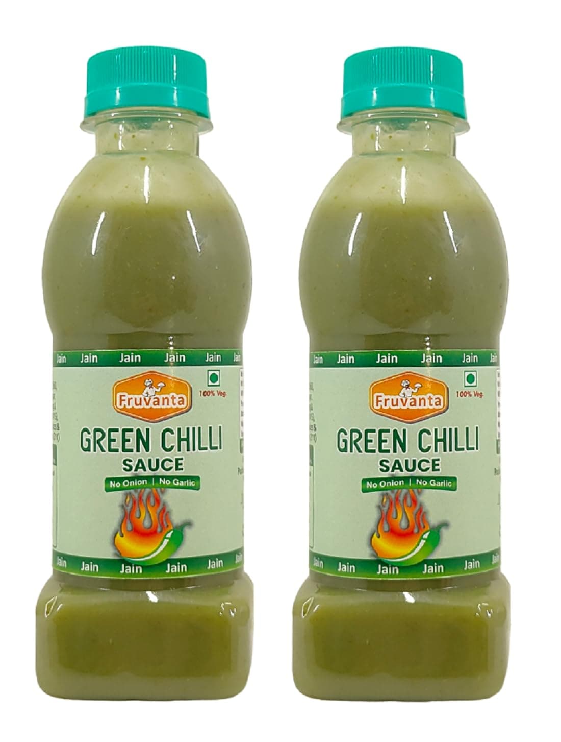 Fruvanta Jain Combo Without Onion/garlic/Potato Green chilli Sauce (200gm) (Pack of 2)