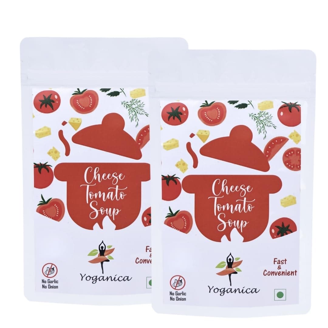 Yoganica Cheese Tomato Soup Premix 100g x 2 (20 Servings) | No Onion No Garlic Pure Veg Instant Powder | Ready-to-Cook Creamy Tomato Soup Mix | Winter Hot Snack | Quick Meal for Home, Office & Travel — image 2