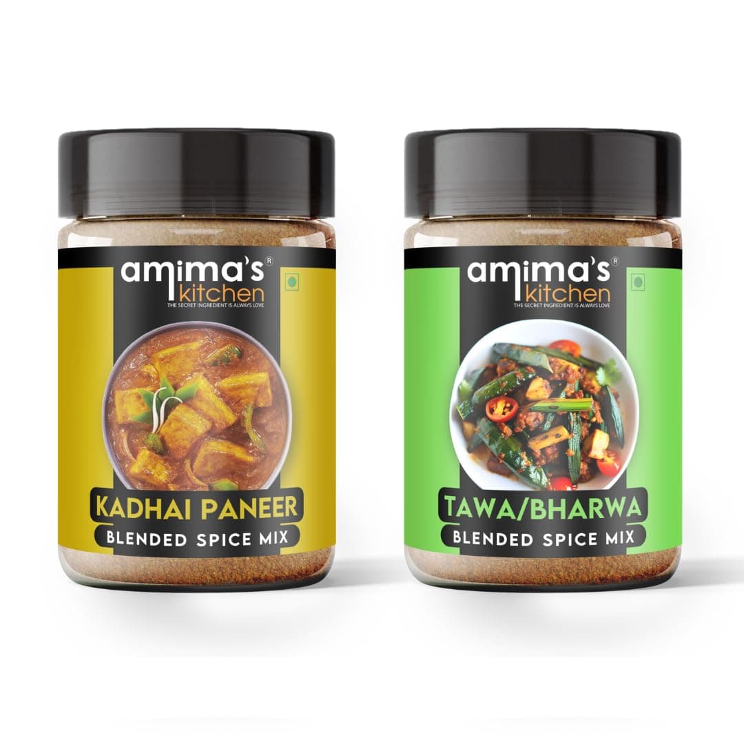 Amima's Kitchen Combo of Kadhai Paneer (100 Grams) + Tawa / Bharva (100 Grams) Jain Spice Mix (No Onion No Garlic)| Pack Of 2 | Blended Spice Mix | For Healthy and Delicious Cooking | No Synthetic Flavour & Color | Ready Masala Powder — image 2