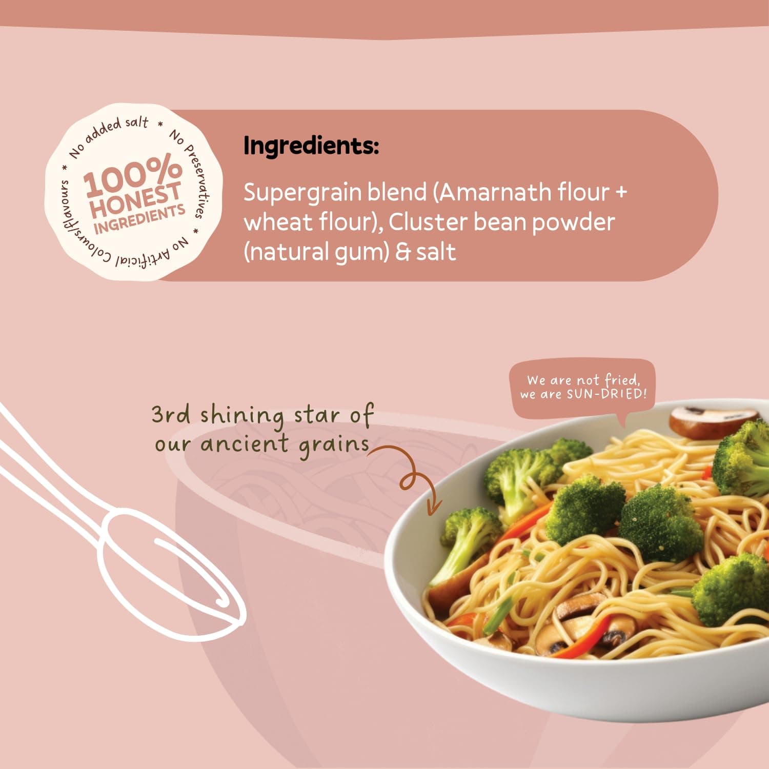 Amaranth Millet Noodles - Pack Of 2 (180gm each) | 100% Sun Dried, Non-Fried Vegan Noodles | High in Fibers, Minerals and Antioxidants | Lactose-Free, No Maida, No MSG, No Preservatives — image 5