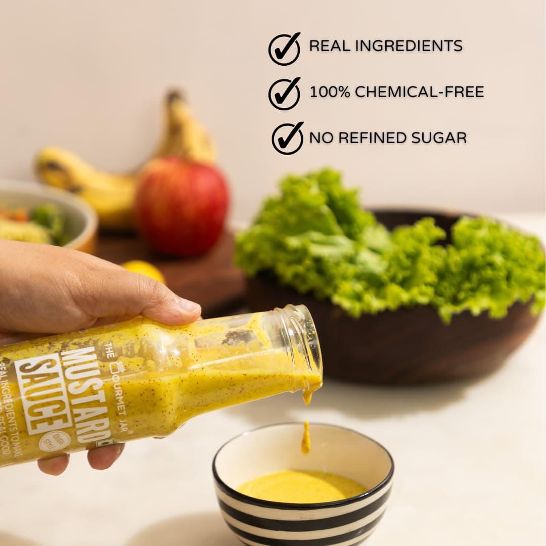 The Gourmet Jar Mustard Sauce 210g | 100% Natural, No Preservatives, No Artificial Colors, No Artificial Flavouring agent | No Refined Sugar| Gluten- free| Strong & Smooth |Perfect for sandwiches, burgers & hot dogs| Pack of 1 — image 4