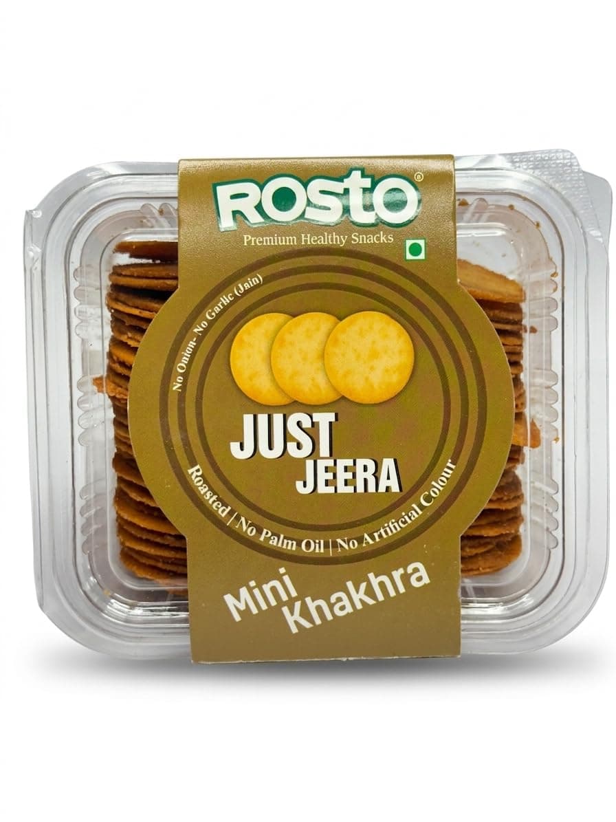 Rosto Just Jeera Mini Coin Khakhra, Roasted, No Palm Oil, No Artificial Colour, Premium Healthy Snack, Tea time snack 200 g (Pack of 2) total 400g — image 3