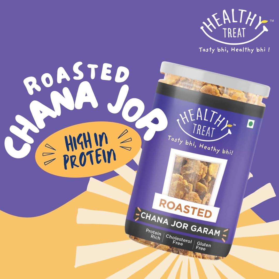 Healthy Treat Roasted Chana Jor Garam 200 gm | Healthy, Roasted Oil-Free Namkeen | Ready-to-eat | Healthy Snacks | Low in calories | Protein-Rich Snack | Roasted Beaten Chana Snack | Gluten Free — image 3