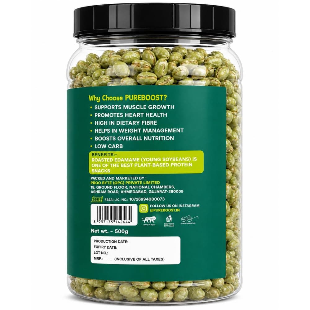 Roasted Salted Edamame, 1 kg (46% Protein, 14% Fiber, Lightly Salted Young Green Soybeans, Highest Plant Protein Supersnack) 500g*2 — image 3