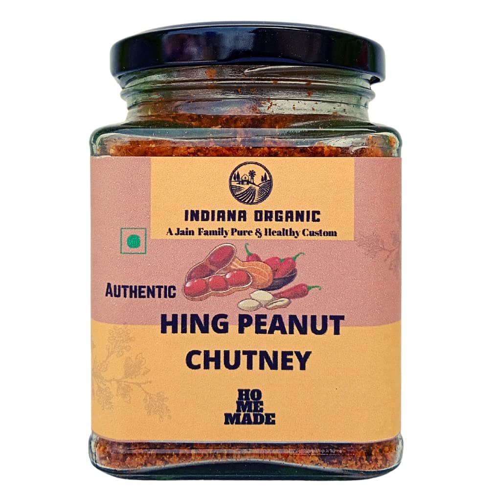 Indiana Organic Hing Peanut Chutney, Hand Pounded Hing Peanut Chutney | Shenga Chatni - 150 gram | No Onion & Garlic