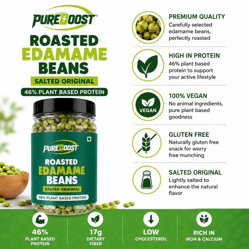 Roasted Salted Edamame, 1 kg (46% Protein, 14% Fiber, Lightly Salted Young Green Soybeans, Highest Plant Protein Supersnack) 500g*2 — image 6