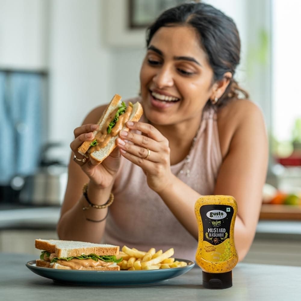 Gusto Foods Kasundi Mustard Sauce 300gram | Authentic Pungent for Salad Dressings | Traditional Kasundi Mustard Sauce Bengali | Ready-to-use | Plant-based & Vegan | No chopping, grinding | No extra prep needed — image 4