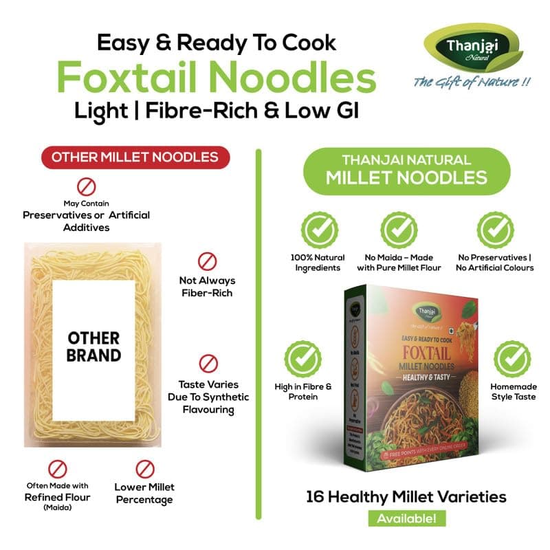 Thanjai Natural Foxtail Millet Noodles 180 Grams of Homemade Natural Millet Noodles( No Preservatives, No Chemicals, No Artificial Extract) — image 5