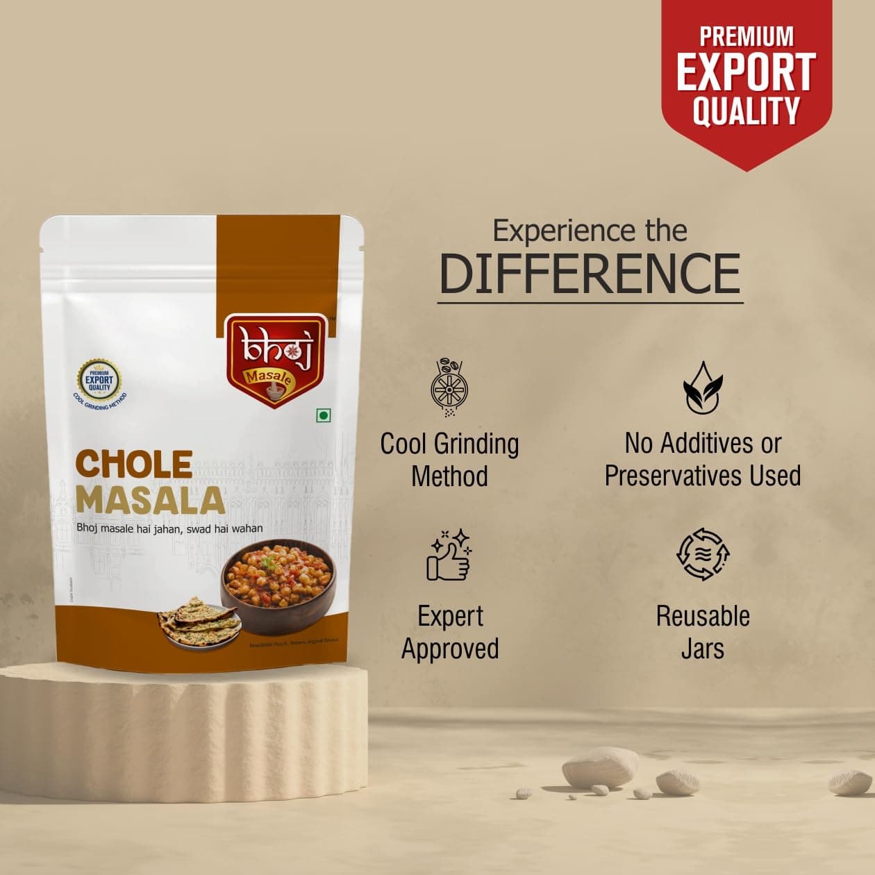 Bhoj Masale Chole Masala 200GM | Blended Spice With Natural Oils for Authentic Taste and Colour | For Healthy Delicious & Flavourful Cooking. No Colour, Preservatives, No Onion Garlic (Jain Masala) — image 4