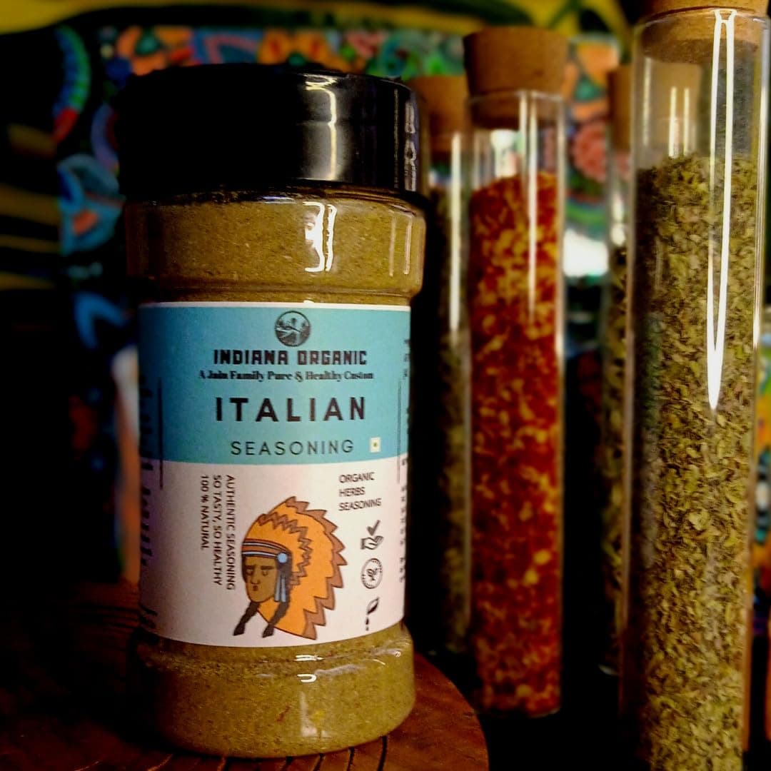 Indiana Organic Italian Herbs - A Mediterranean Taste Journey, Seasoning with Himalayan Herbs (75Gram) (NO Onion and Garlic) — image 2